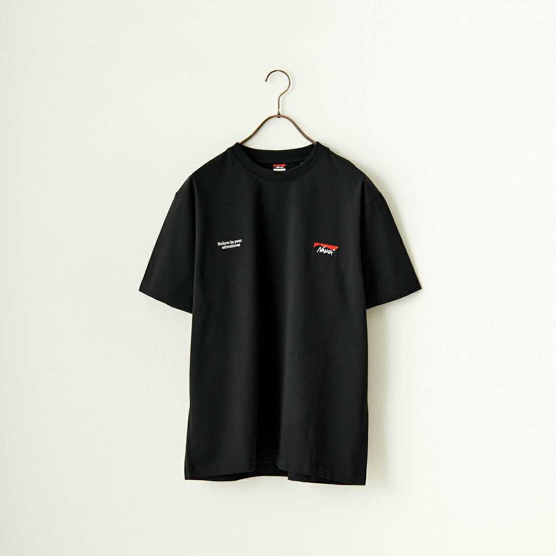 JEANSFACTORY × NANGA [ジーンズファクトリー × ナンガ] 別注 ブランドロゴ刺繍 ショートスリーブTシャツ [NW25SS-JF3] BLACK