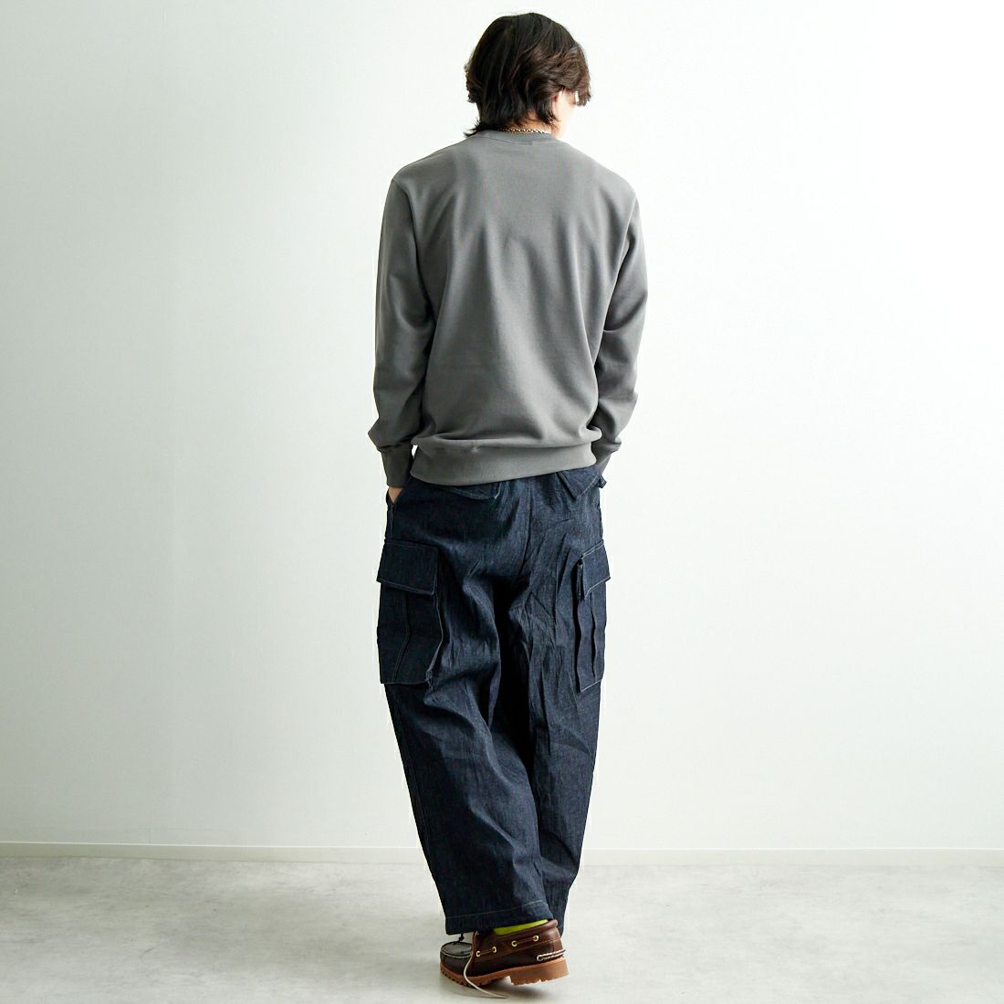 THE NORTH FACE [ザ ノースフェイス] ヘザーロゴクルー [NT12334] SP &&モデル身長：179cm 着用サイズ：M&&
