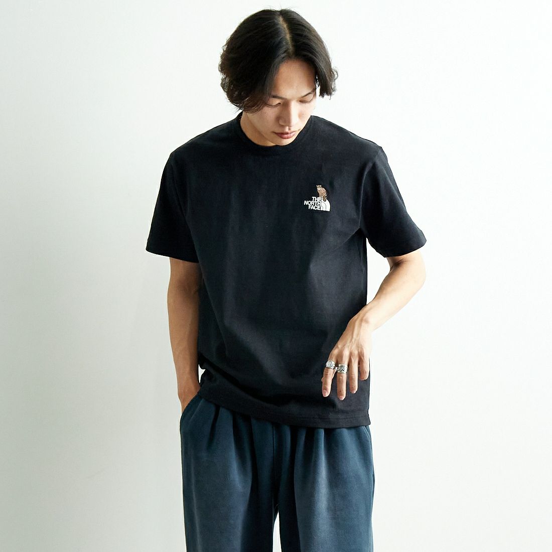 THE NORTH FACE [ザ ノースフェイス] ショートスリーブ ズーピッカーTシャツ [NT32534] K &&モデル身長：179cm 着用サイズ：M&&
