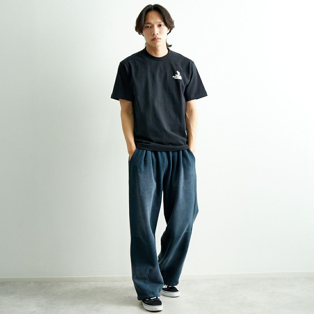 THE NORTH FACE [ザ ノースフェイス] ショートスリーブ ズーピッカーTシャツ [NT32534] K &&モデル身長：179cm 着用サイズ：M&&