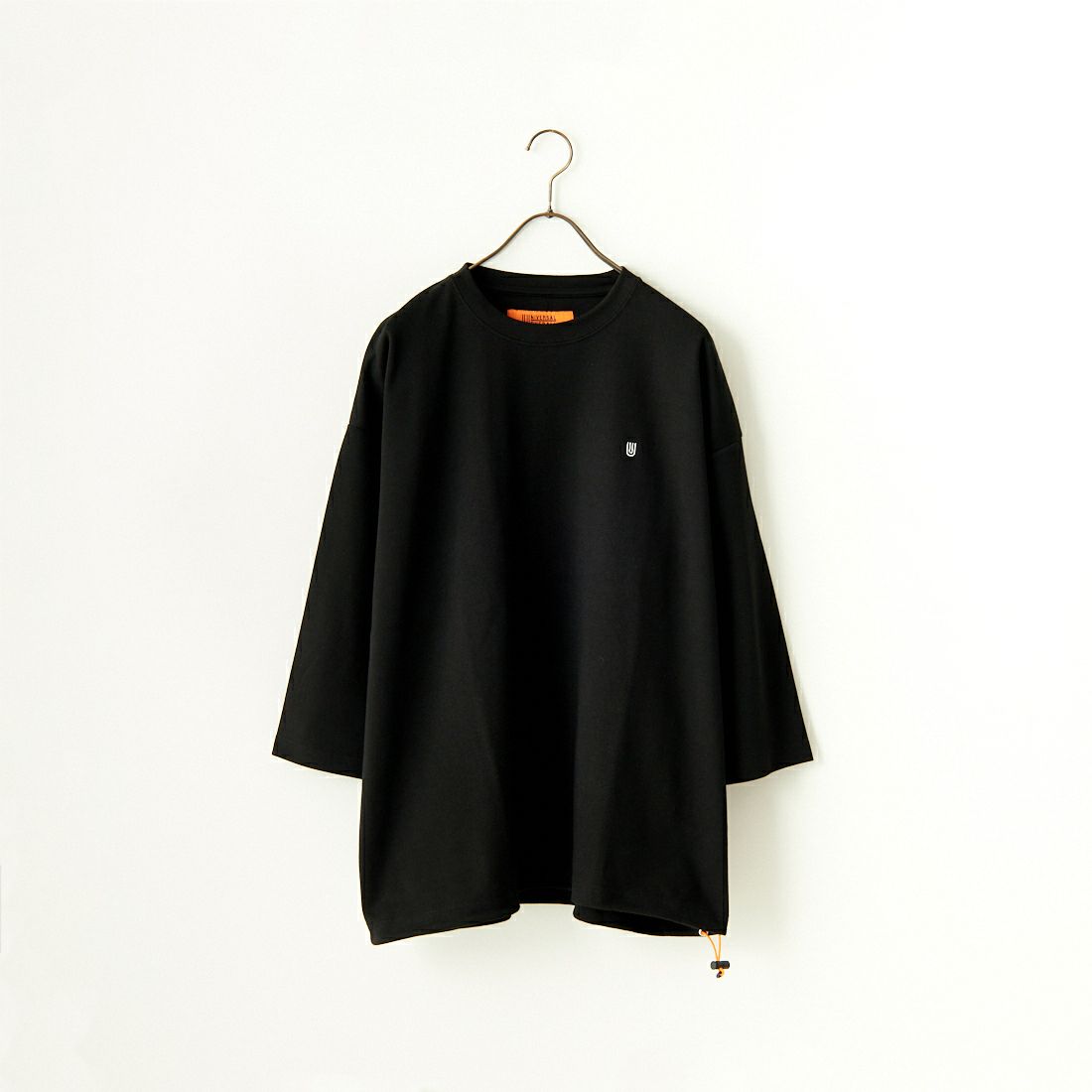 UNIVERSAL OVERALL [ユニバーサルオーバーオール] 別注 7分袖 ドローコード付きポンチTシャツ [U2511280IN-JF] BLACK
