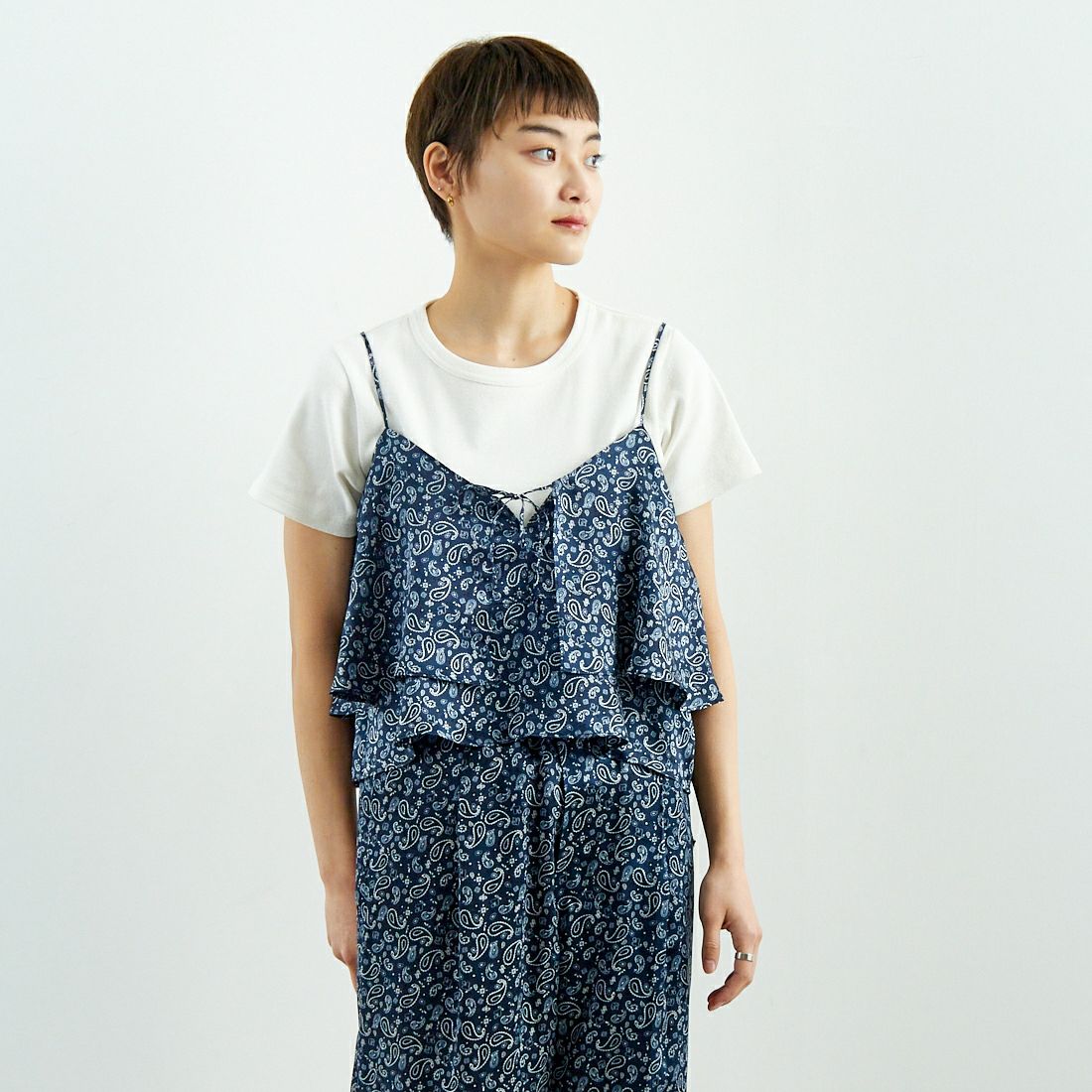 TICCA [ティッカ] シルク2WAYビスチェ [TBES-071] NV PAISLEY &&モデル身長：160cm 着用サイズ：F&&