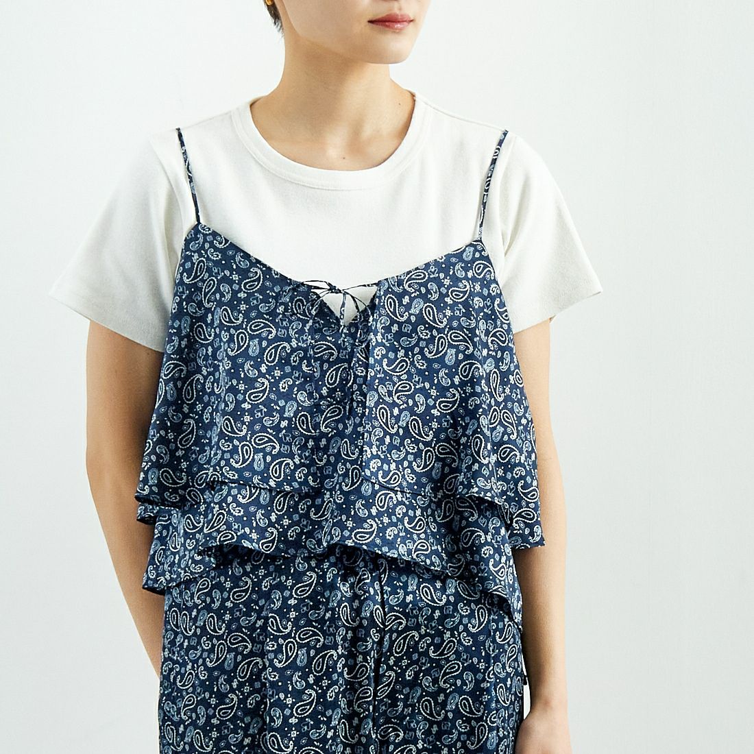 TICCA [ティッカ] シルク2WAYビスチェ [TBES-071] NV PAISLEY &&モデル身長：160cm 着用サイズ：F&&