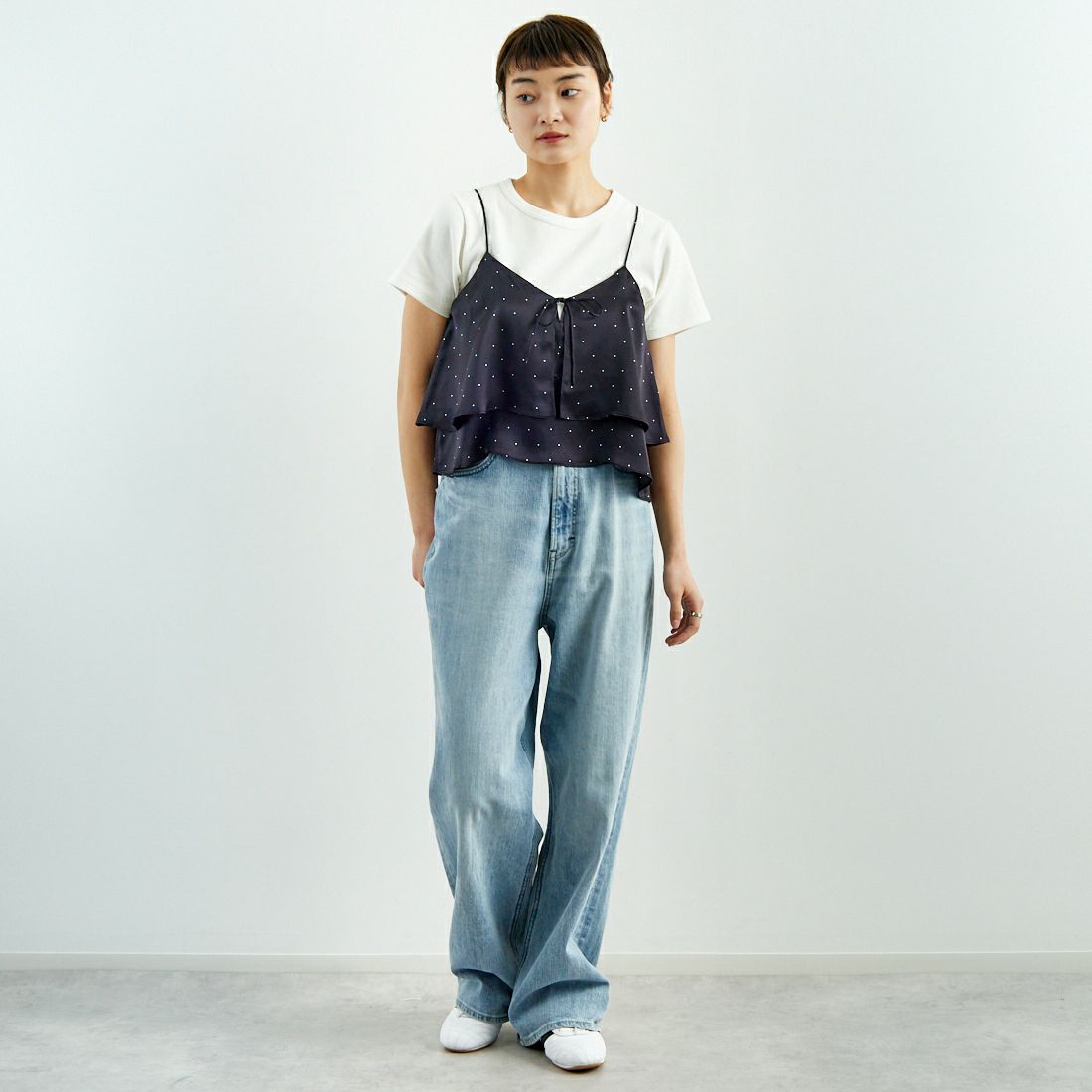 TICCA [ティッカ] シルク2WAYビスチェ [TBES-071] BLACK DOT &&モデル身長：160cm 着用サイズ：F&&