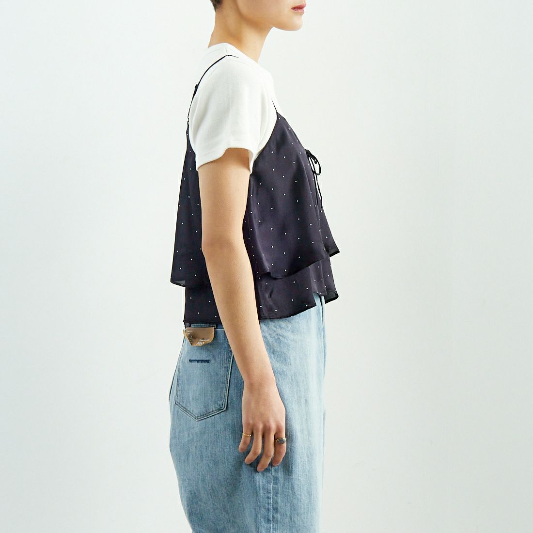 TICCA [ティッカ] シルク2WAYビスチェ [TBES-071] BLACK DOT &&モデル身長：160cm 着用サイズ：F&&