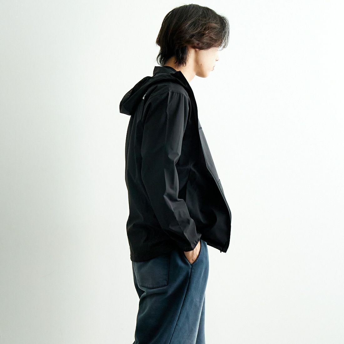 THE NORTH FACE [ザ ノースフェイス] ESエニータイムウィンドフーディ [NP72385] K &&モデル身長：179cm 着用サイズ：M&&