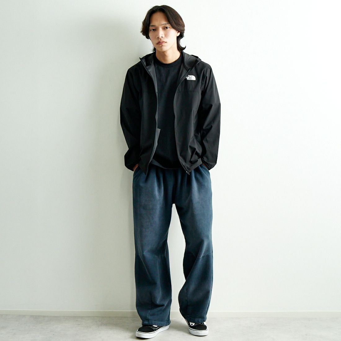 THE NORTH FACE [ザ ノースフェイス] ESエニータイムウィンドフーディ [NP72385] K &&モデル身長：179cm 着用サイズ：M&&
