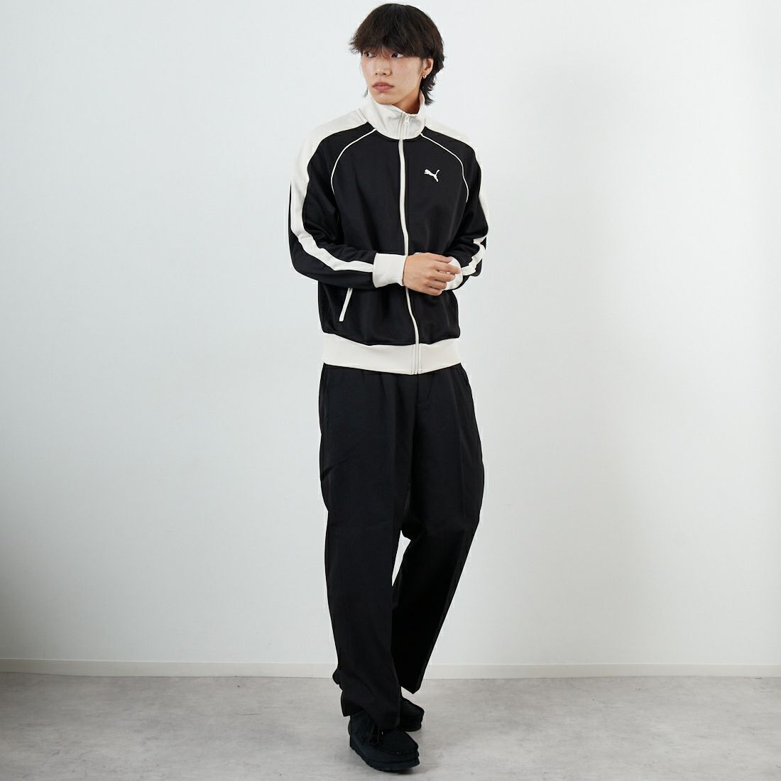 PUMA [プーマ] T7トラックジャケット JP [631209] 01 PUMA BL &&モデル身長：179cm 着用サイズ：M&&
