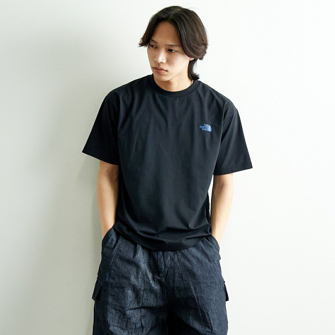 THE NORTH FACE [ザ ノースフェイス] ショートスリーブ ES66ロゴワイドTシャツ [NT32597] K &&モデル身長：179cm 着用サイズ：M&&