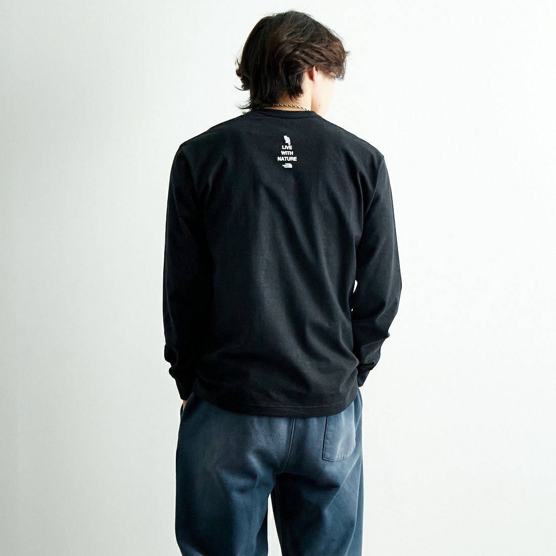 THE NORTH FACE [ザ ノースフェイス] ロングスリーブ ズーピッカーTシャツ [NT32533] K &&モデル身長：179cm 着用サイズ：M&&