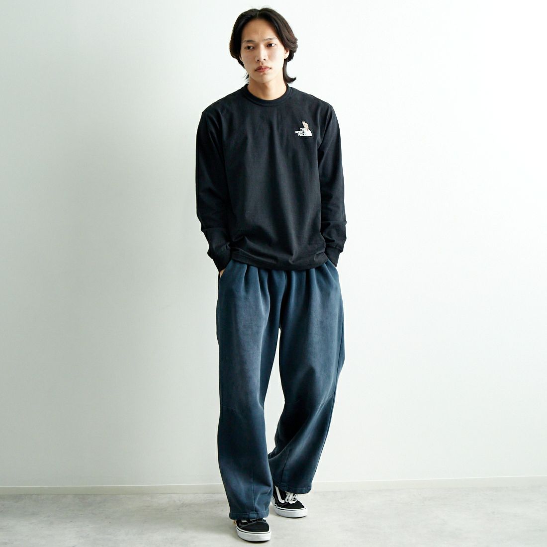 THE NORTH FACE [ザ ノースフェイス] ロングスリーブ ズーピッカーTシャツ [NT32533] K &&モデル身長：179cm 着用サイズ：M&&