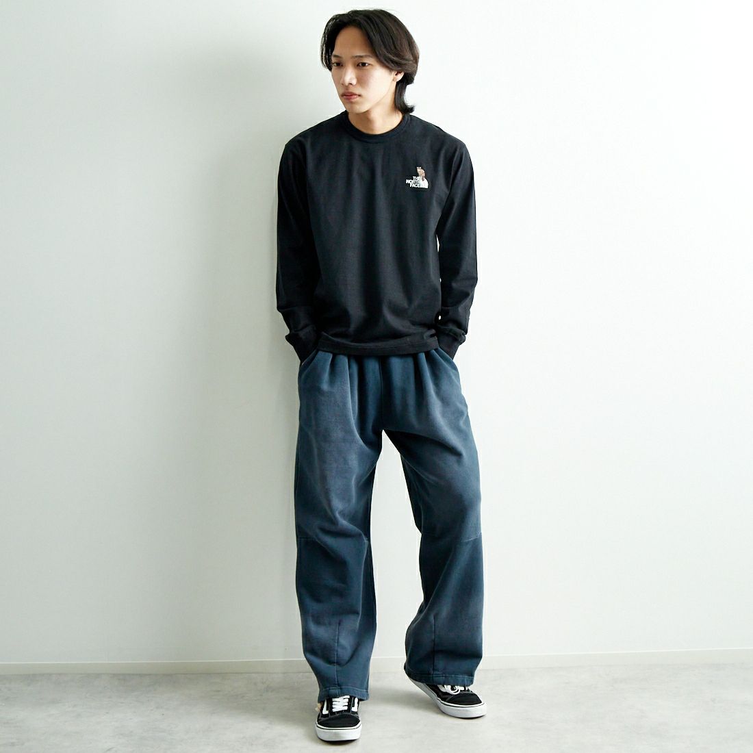 THE NORTH FACE [ザ ノースフェイス] ロングスリーブ ズーピッカーTシャツ [NT32533] K &&モデル身長：179cm 着用サイズ：M&&