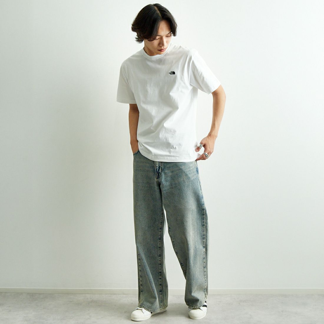 THE NORTH FACE [ザ ノースフェイス] ショートスリーブ フラッシュドライヌプシコットンTシャツ [NT32536] W &&モデル身長：179cm 着用サイズ：M&&
