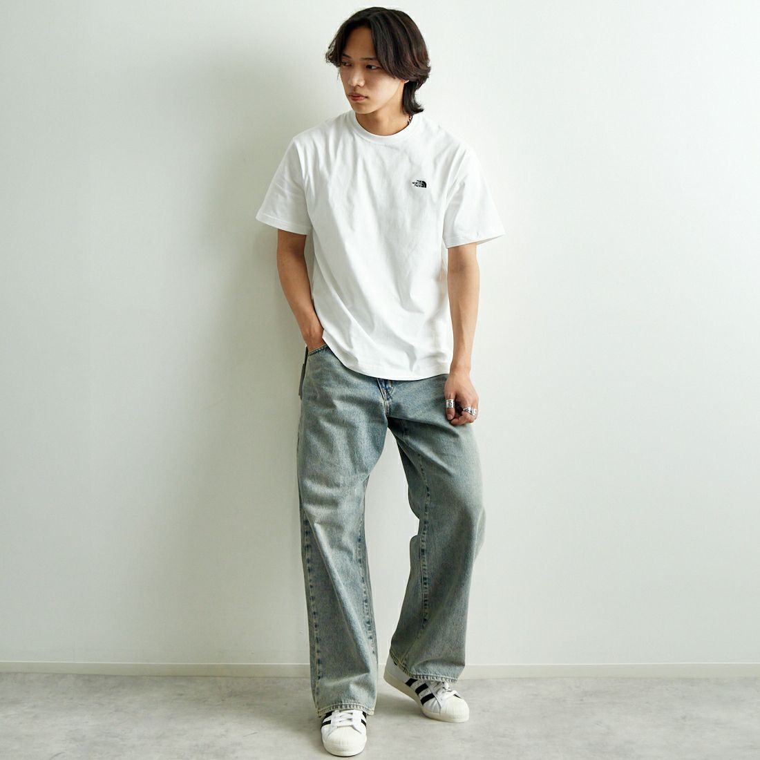 THE NORTH FACE [ザ ノースフェイス] ショートスリーブ フラッシュドライヌプシコットンTシャツ [NT32536] W &&モデル身長：179cm 着用サイズ：M&&