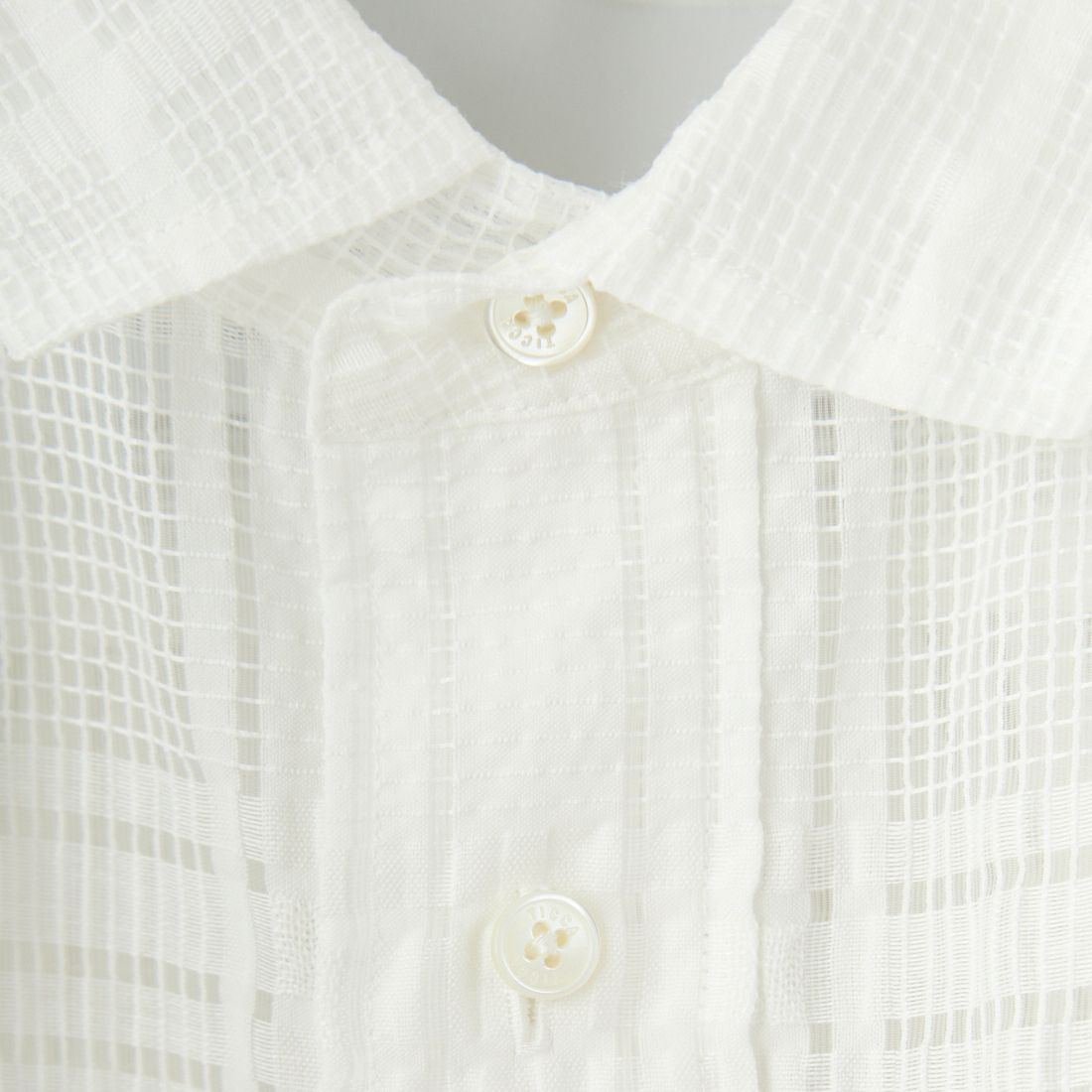 TICCA [ティッカ] レースチェックジャガード半袖シャツ [TBES-091] WHITE