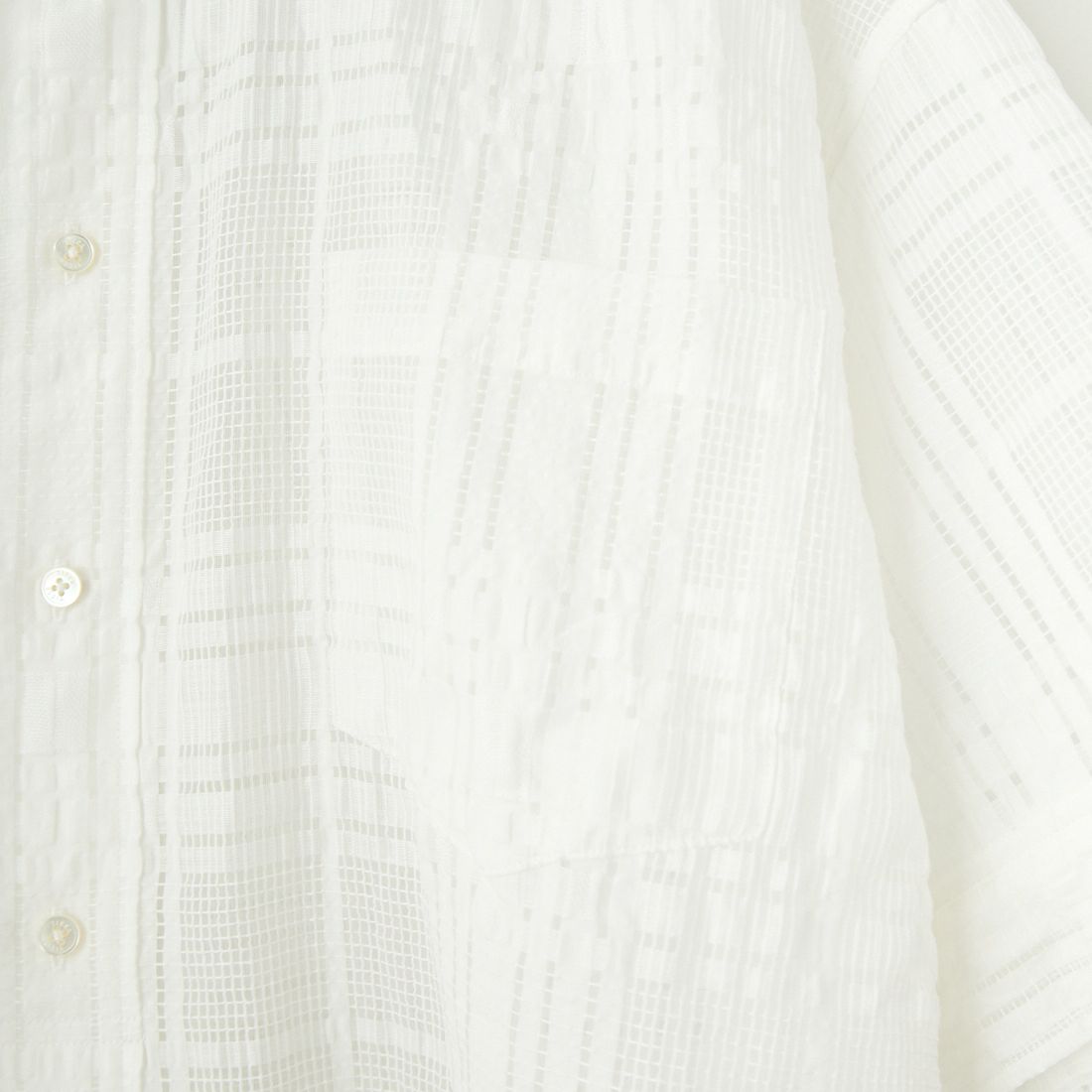 TICCA [ティッカ] レースチェックジャガード半袖シャツ [TBES-091] WHITE