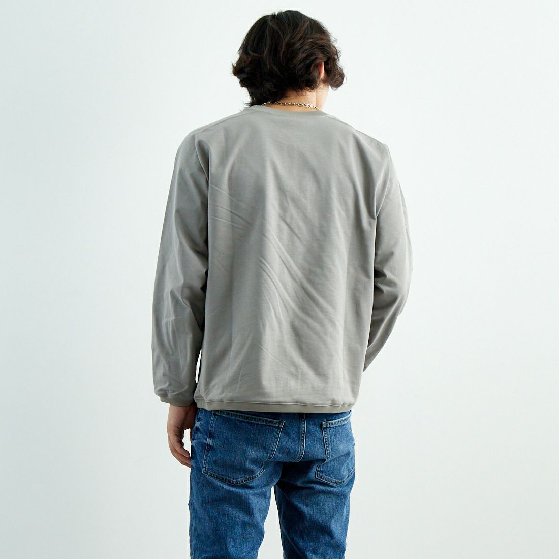 STILL BY HAND [スティルバイハンド] ハイツイスト ロングスリーブTシャツ [CS08251] GREIGE &&モデル身長：179cm 着用サイズ：46&&
