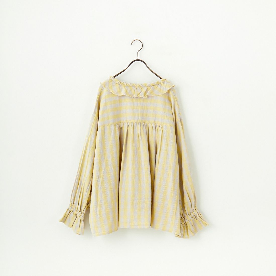 tumugu: [ツムグ] ヘリンボーンギンガムチェック2WAYブラウス [TB24435] 20 YELLOW