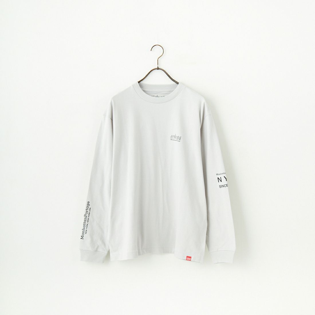 MANHATTAN PORTAGE [マンハッタンポーテージ] ワンポイントスカイラインロゴ 袖プリントロングTシャツ [MP-M580] L.GRAY
