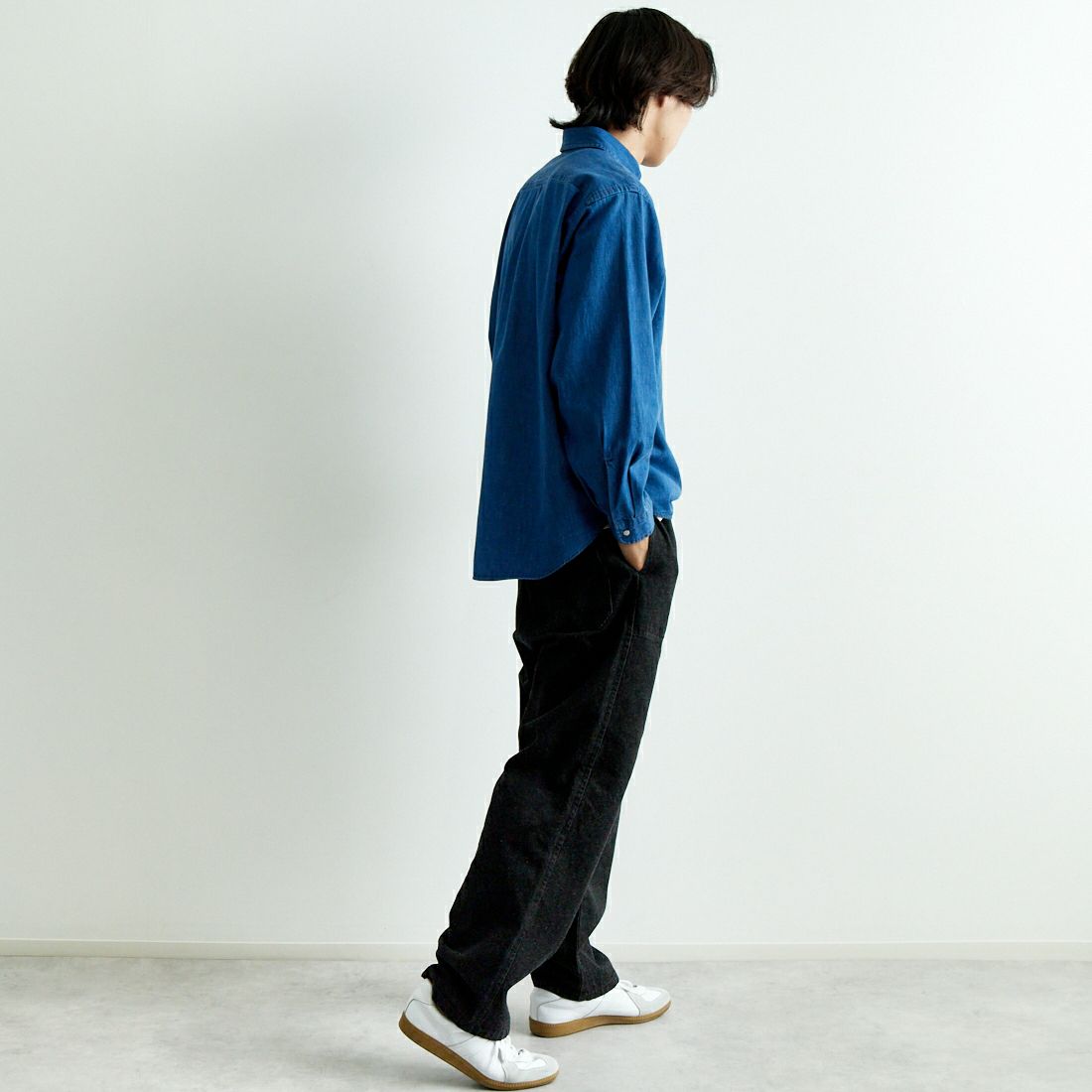 DANTON [ダントン] ブラックデニム イージーパンツ [DT-E0209KBK] BLACK DENI &&モデル身長：179cm 着用サイズ：40&&