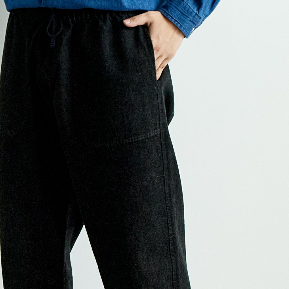 DANTON [ダントン] ブラックデニム イージーパンツ [DT-E0209KBK] BLACK DENI &&モデル身長：179cm 着用サイズ：40&&