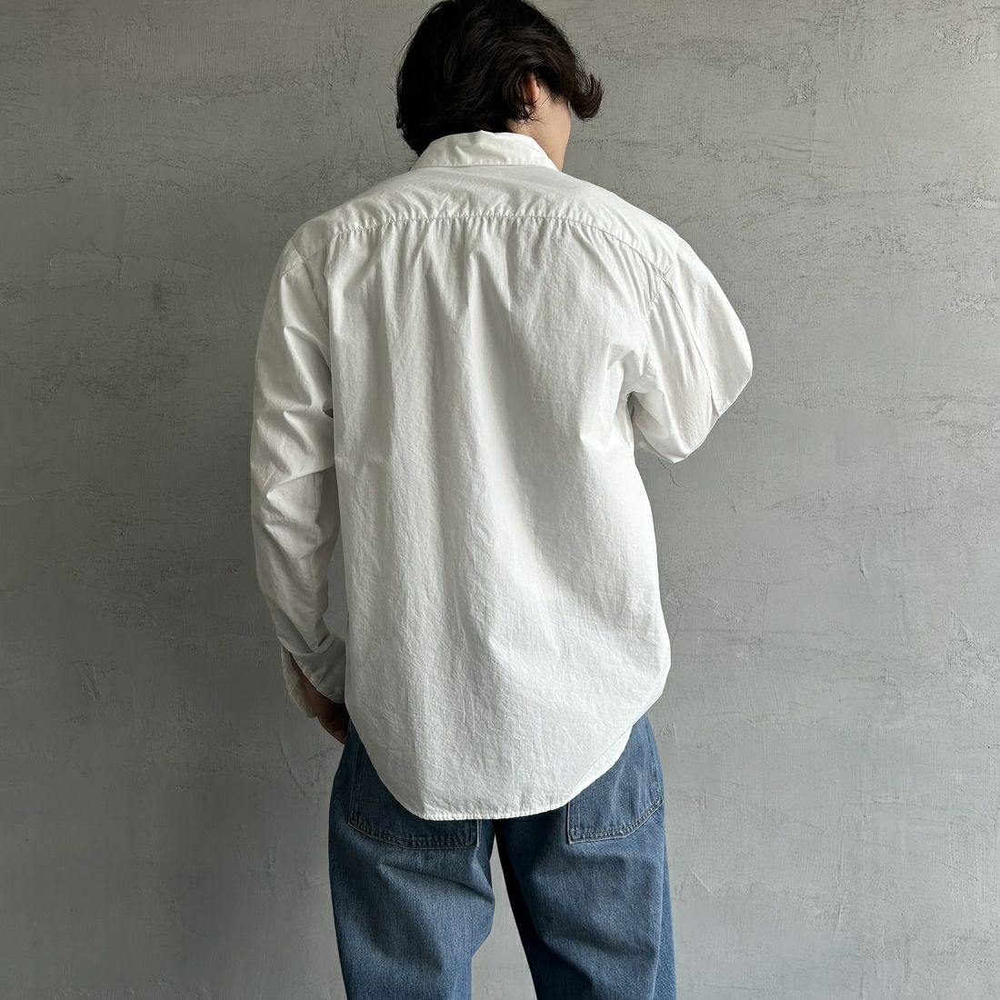 DANTON [ダントン] コットンタイプライター リンクルシャツ [DT-B0344TYF] WHITE &&モデル身長：179cm 着用サイズ：40&&