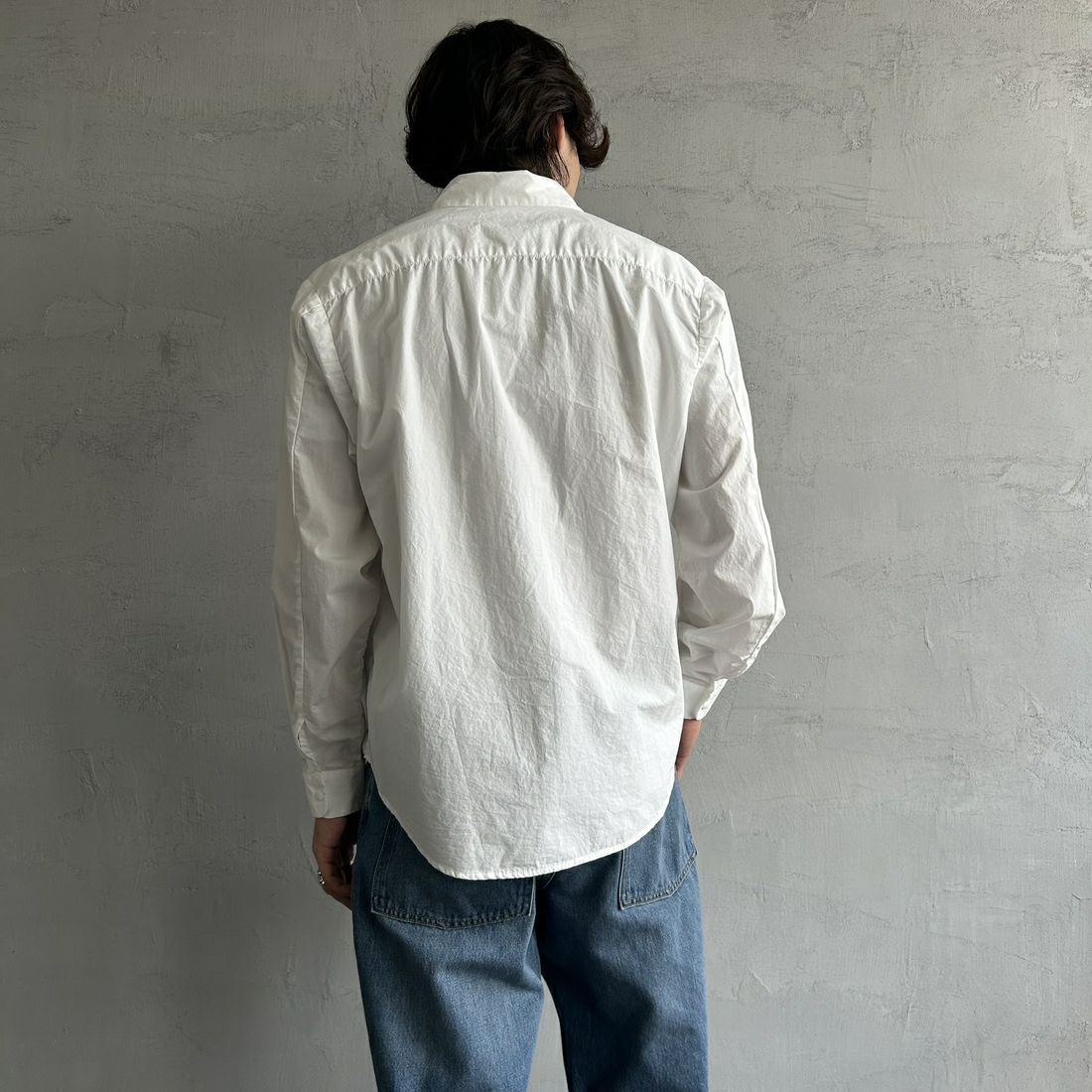 DANTON [ダントン] コットンタイプライター リンクルシャツ [DT-B0344TYF] WHITE &&モデル身長：179cm 着用サイズ：38&&