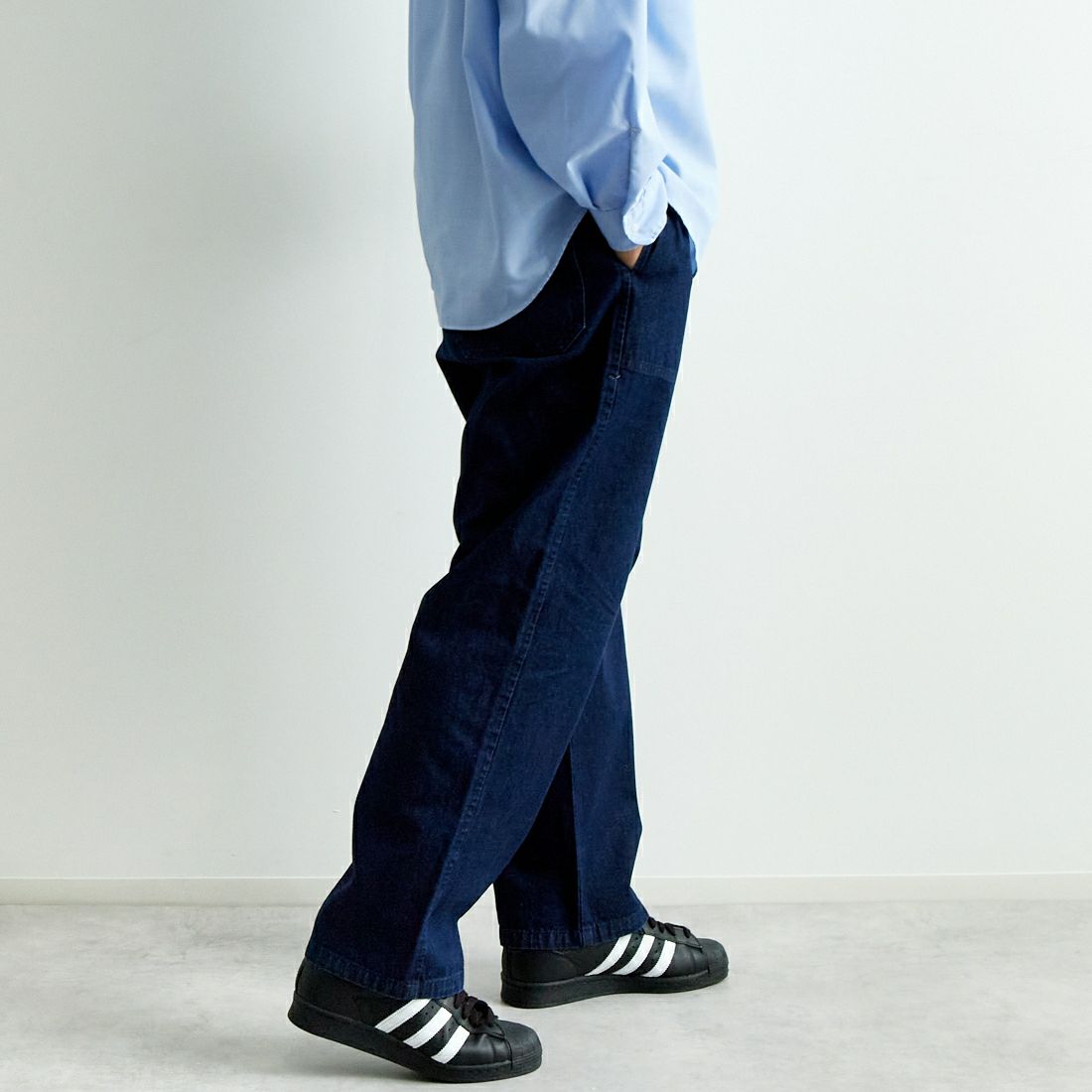 DANTON [ダントン] デニム イージーパンツ [DT-E0209DDM] INDIGO &&モデル身長：179cm 着用サイズ：40&&