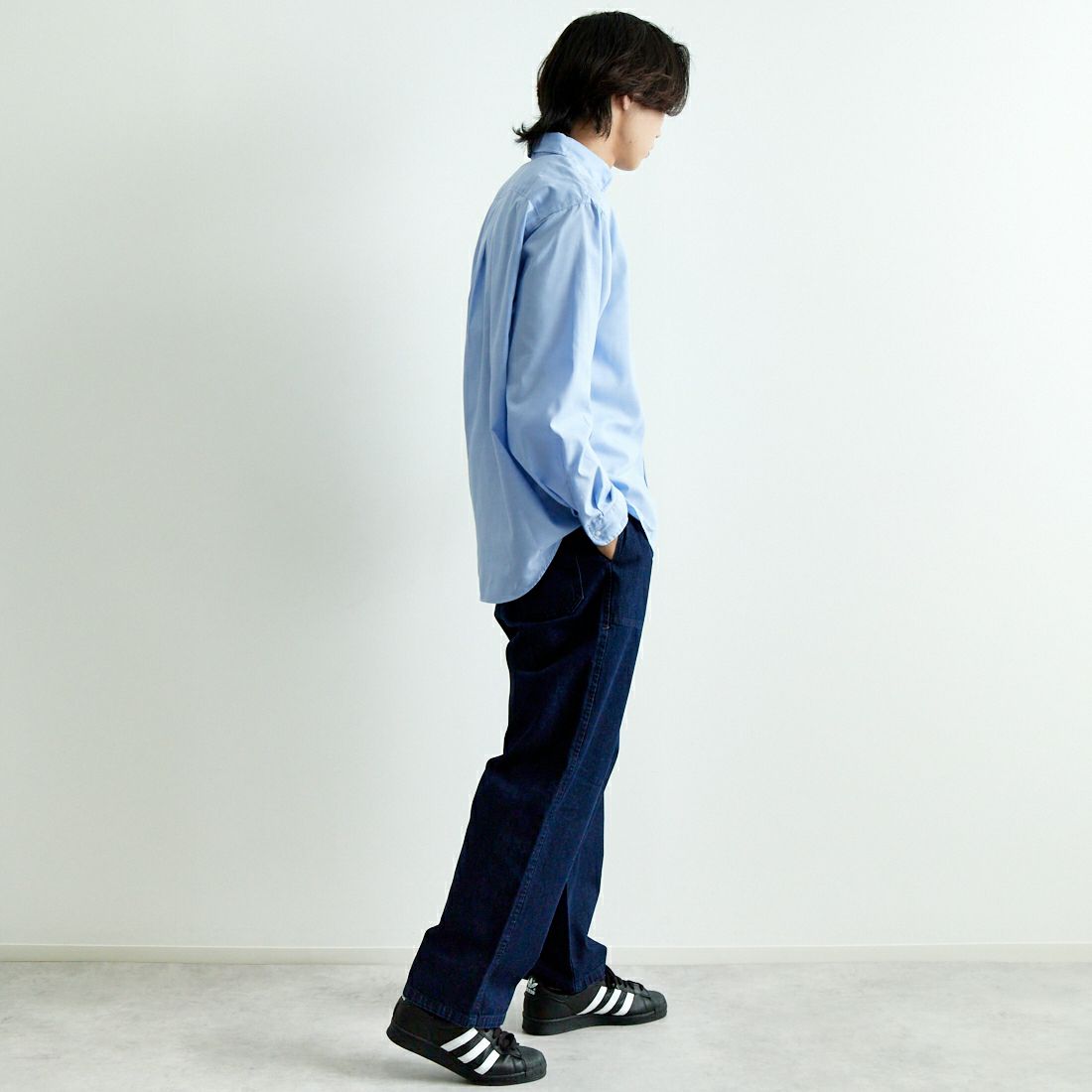 DANTON [ダントン] デニム イージーパンツ [DT-E0209DDM] INDIGO &&モデル身長：179cm 着用サイズ：40&&