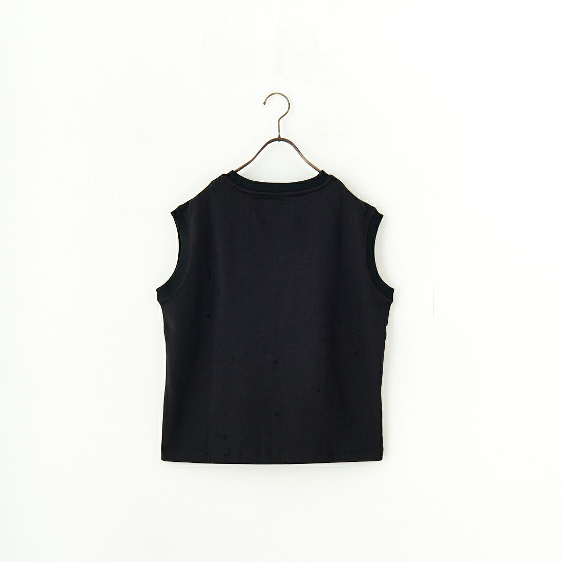 UNIVERSAL OVERALL [ユニバーサルオーバーオール] 別注 ワンポイントロゴ刺繍 ノースリーブカットソー [U2512250IN-JF] BLACK