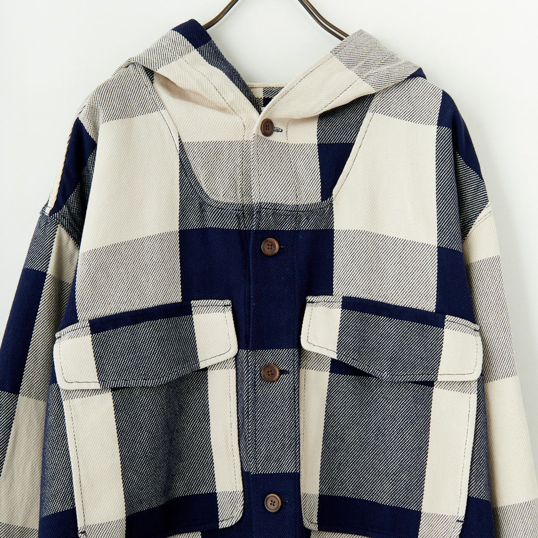 WOOLRICH [ウールリッチ] バッファローチェック レギュラーフーデットシャツ [WJSI0076] N NAVY