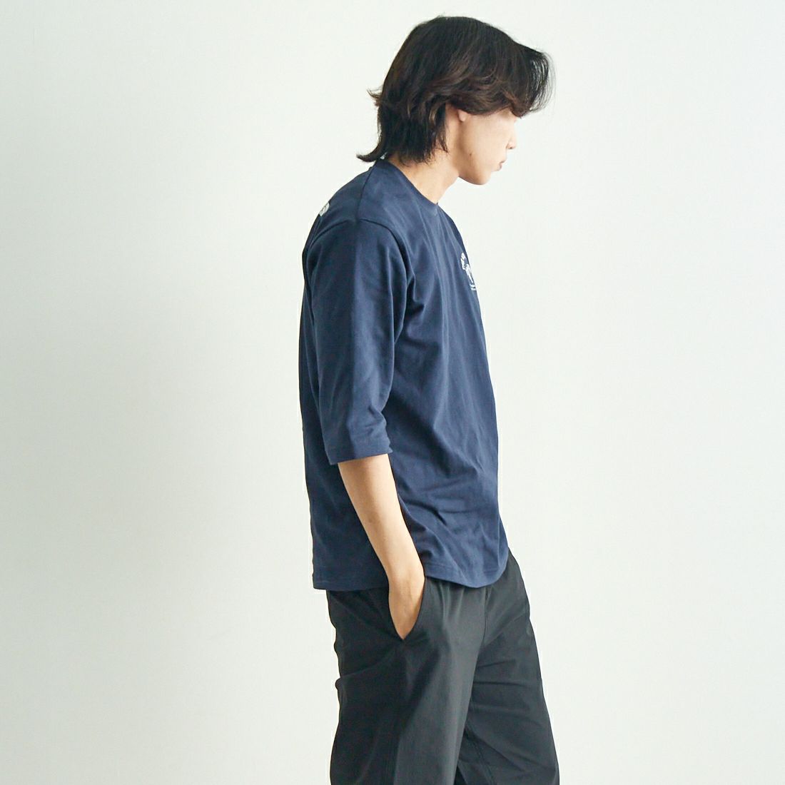 THE NORTH FACE [ザ ノースフェイス] クォータースリーブワンポイントロゴティー [NT32537] UN &&モデル身長：179cm 着用サイズ：M&&