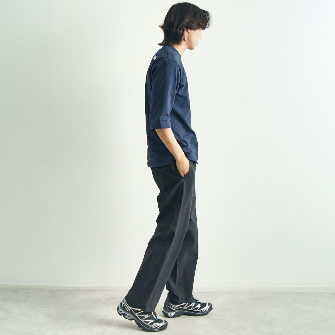 THE NORTH FACE [ザ ノースフェイス] クォータースリーブワンポイントロゴティー [NT32537] UN &&モデル身長：179cm 着用サイズ：M&&