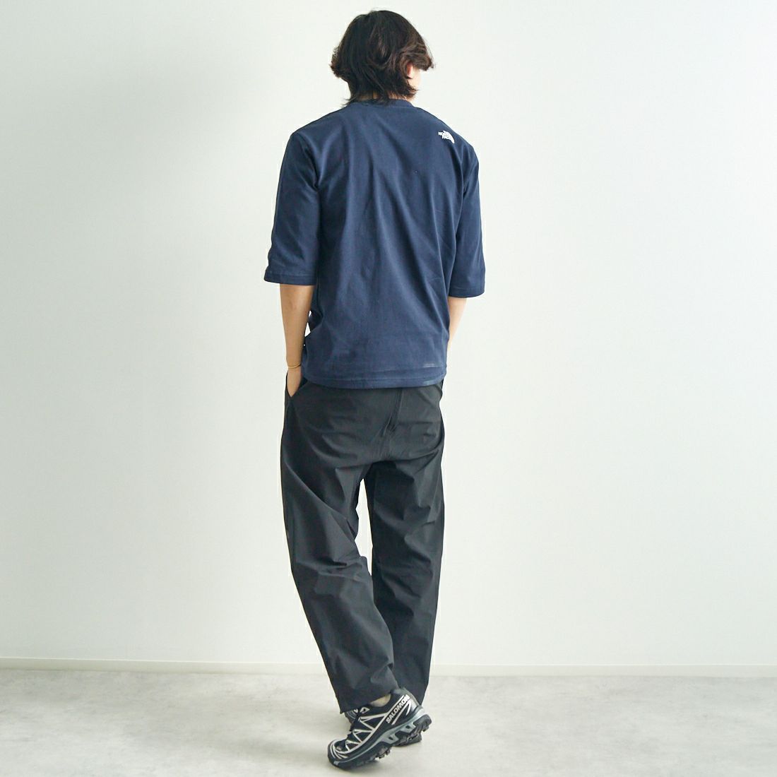 THE NORTH FACE [ザ ノースフェイス] クォータースリーブワンポイントロゴティー [NT32537] UN &&モデル身長：179cm 着用サイズ：M&&