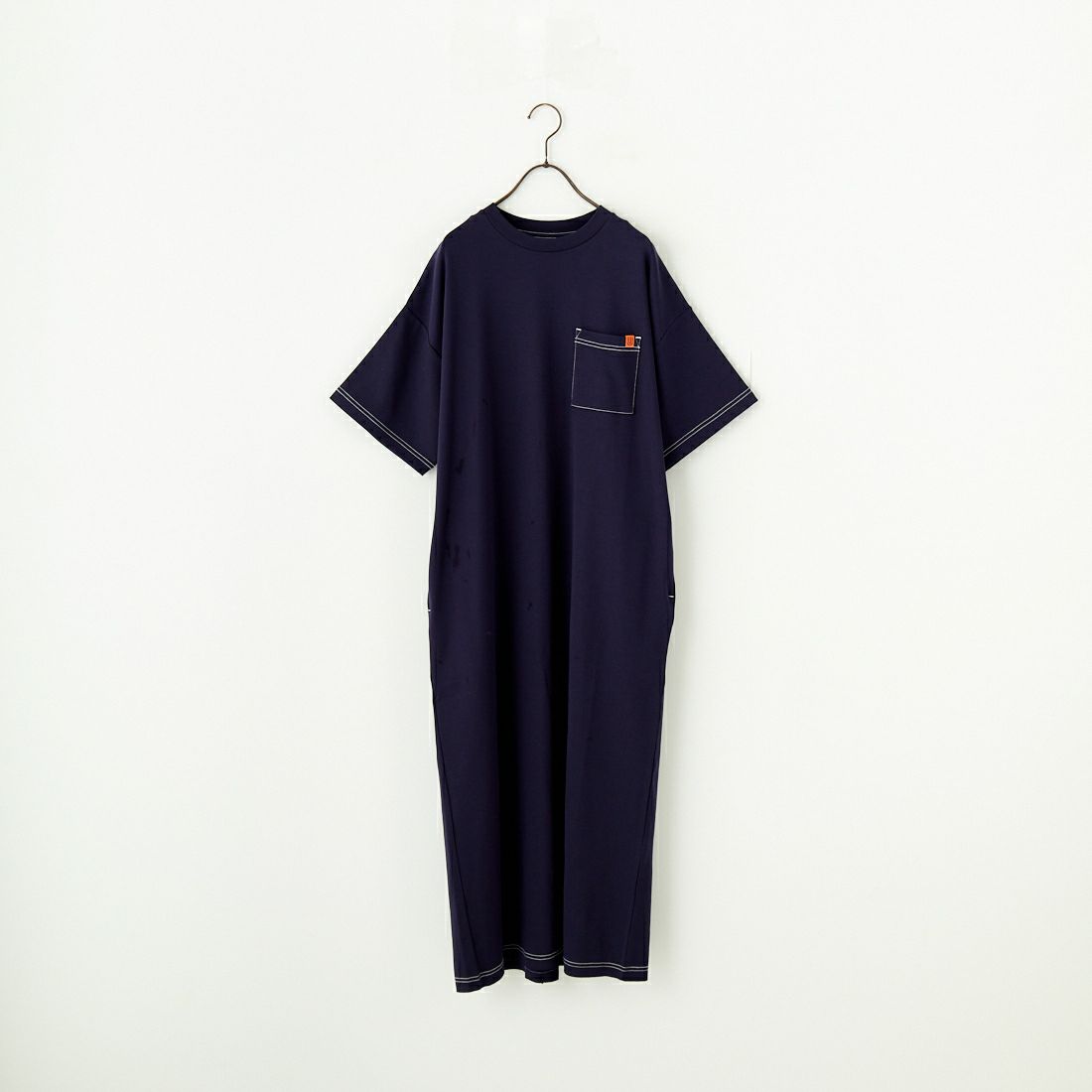 UNIVERSAL OVERALL [ユニバーサルオーバーオール] 別注 配色ステッチ マキシ丈ワンピース [U2512807IN-JF] NAVY
