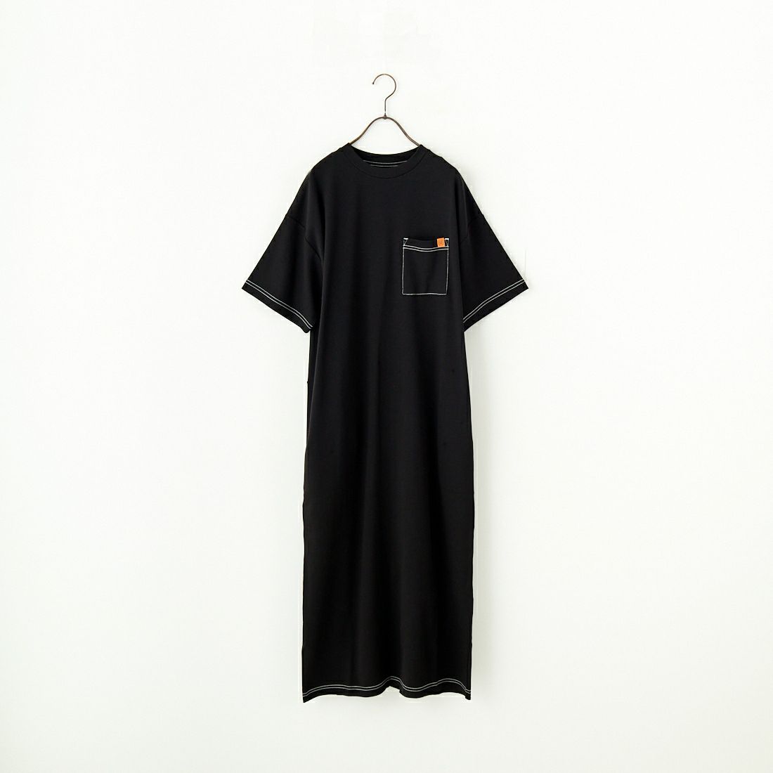 UNIVERSAL OVERALL [ユニバーサルオーバーオール] 別注 配色ステッチ マキシ丈ワンピース [U2512807IN-JF] BLACK