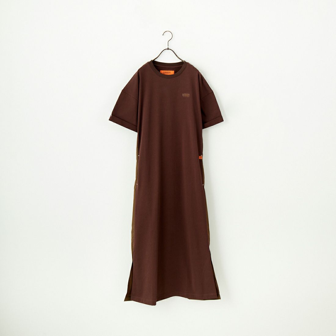 UNIVERSAL OVERALL [ユニバーサルオーバーオール] 別注 異素材切り替え マキシ丈ワンピース [U2512812IN-JF] BROWN