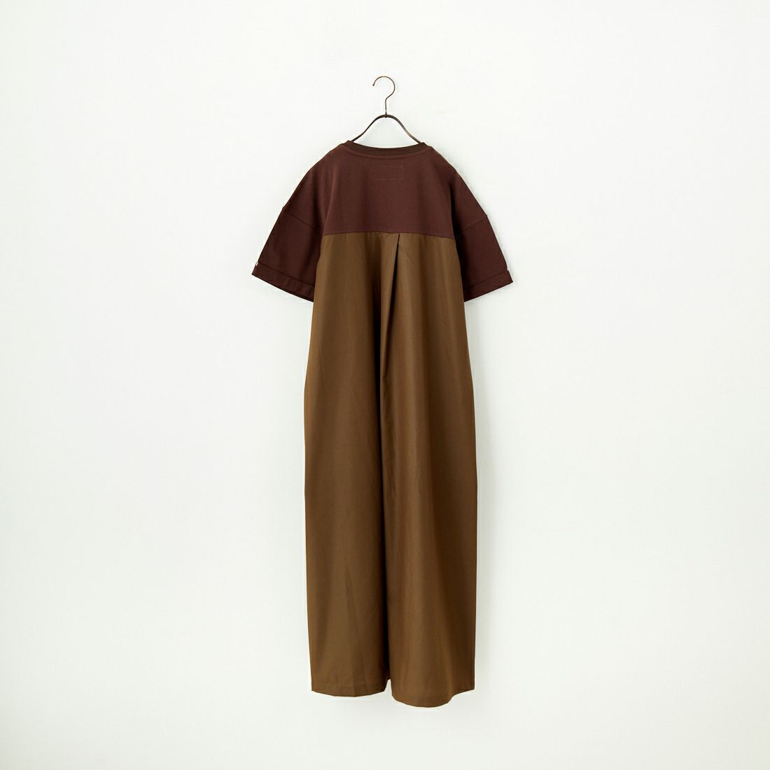 UNIVERSAL OVERALL [ユニバーサルオーバーオール] 別注 異素材切り替え マキシ丈ワンピース [U2512812IN-JF] BROWN