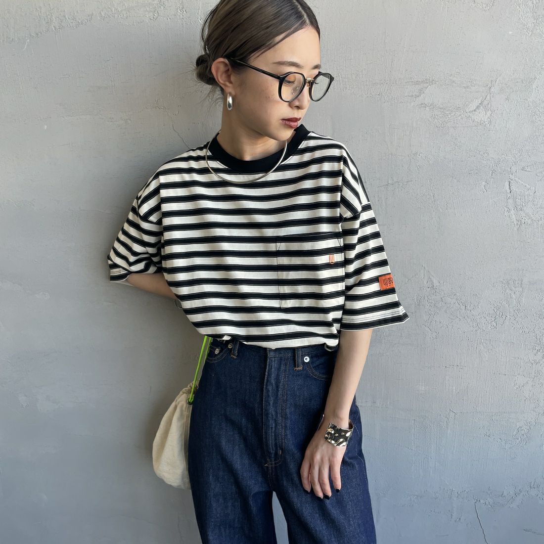 WHT BORDER&&モデル身長：150cm 着用サイズ：F&&