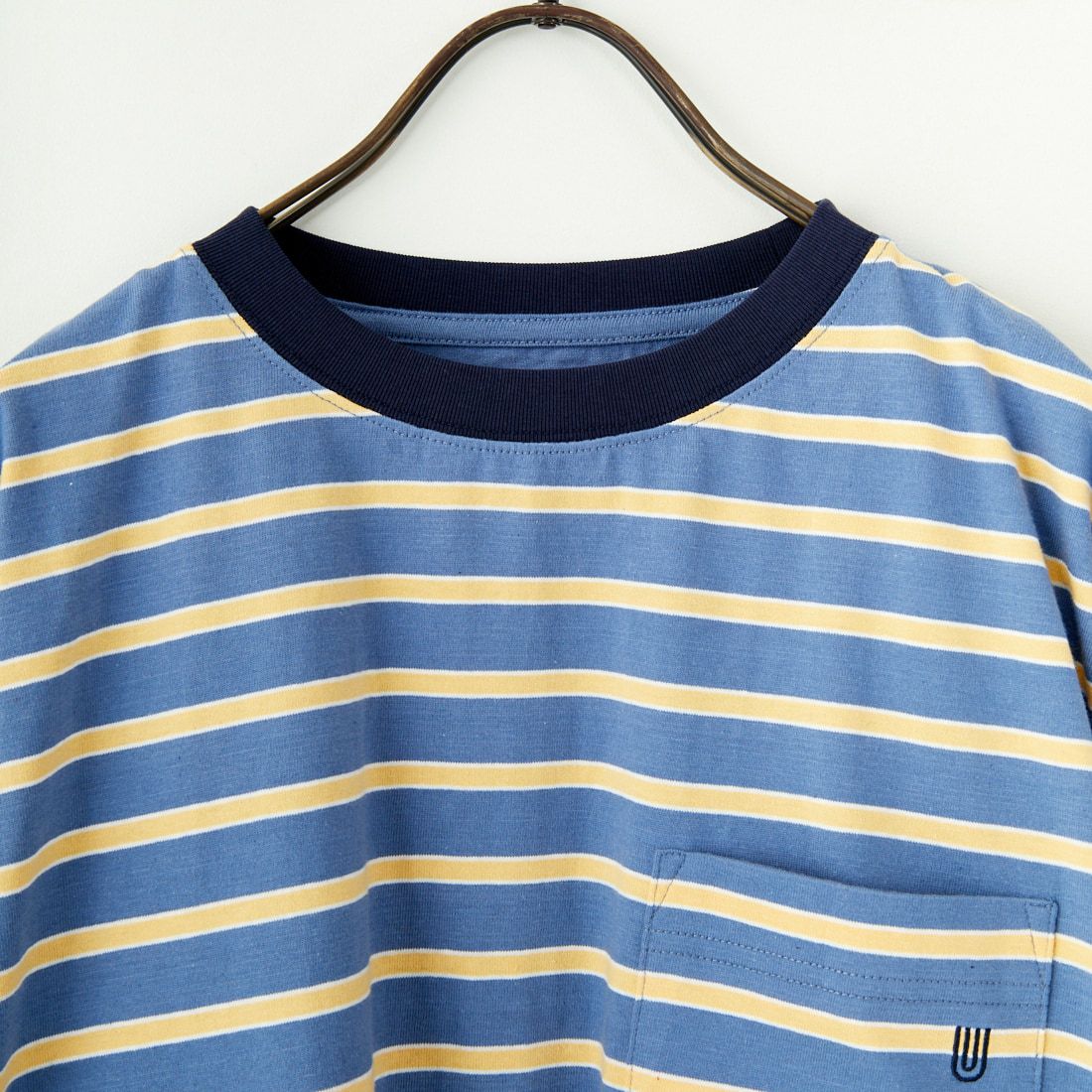 UNIVERSAL OVERALL [ユニバーサルオーバーオール] 別注 ワイドシルエット ポケットTシャツ [U2512815IN-JF] BLU BORDER