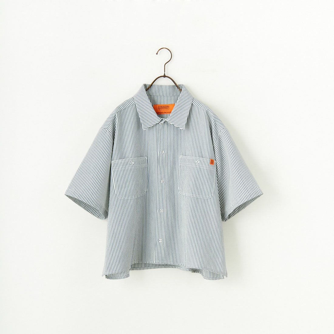UNIVERSAL OVERALL [ユニバーサルオーバーオール] 別注 ビッグポケットショートスリーブワイドシャツ [U2523157IN-JF] NAVY ST