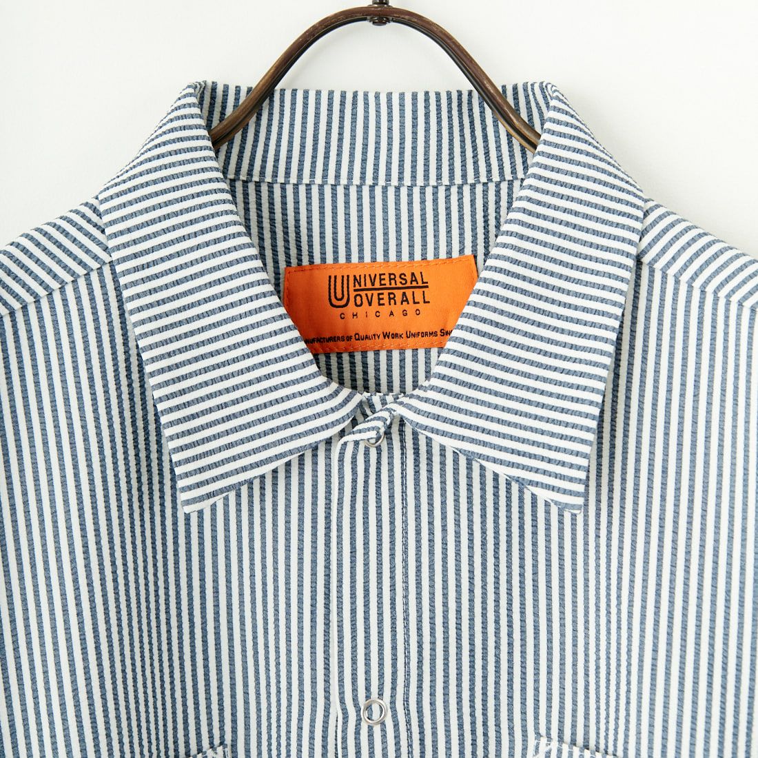 UNIVERSAL OVERALL [ユニバーサルオーバーオール] 別注 ビッグポケットショートスリーブワイドシャツ [U2523157IN-JF] NAVY ST