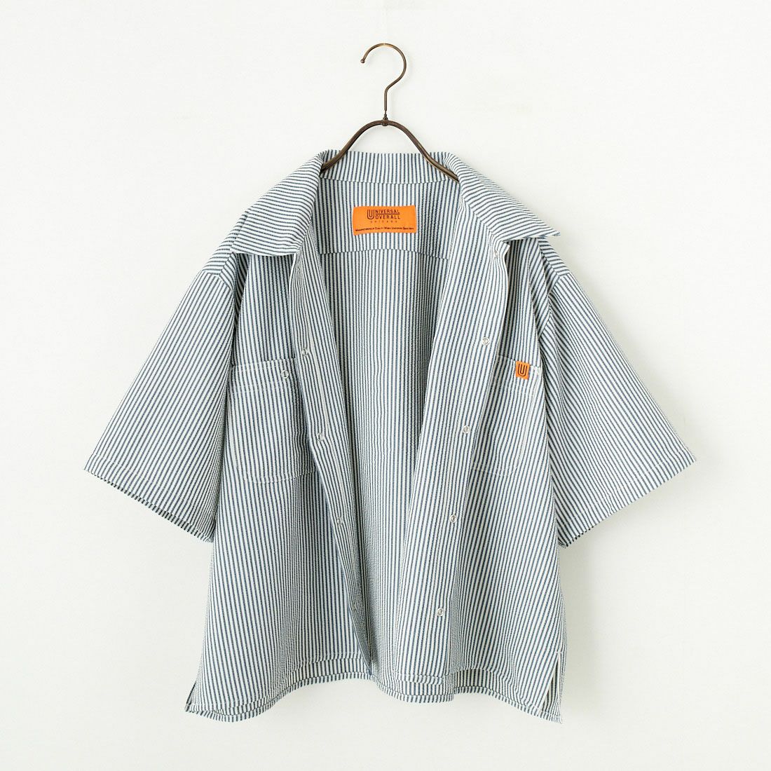 UNIVERSAL OVERALL [ユニバーサルオーバーオール] 別注 ビッグポケットショートスリーブワイドシャツ [U2523157IN-JF] NAVY ST