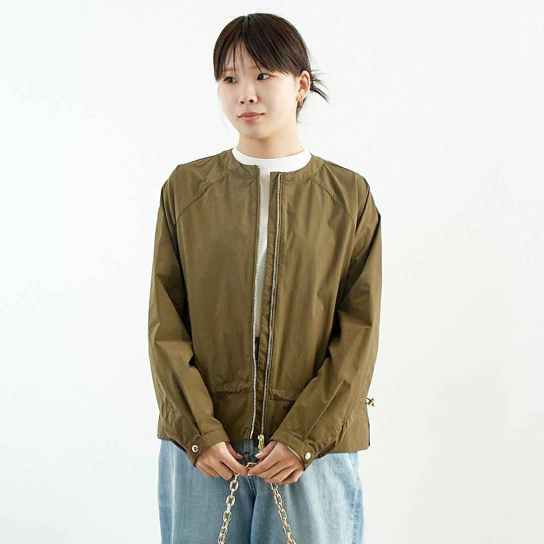 WOOLRICH [ウールリッチ] シティ ボンバージャケット [WWOU1182] GS GREENST &&モデル身長：167cm 着用サイズ：S&&