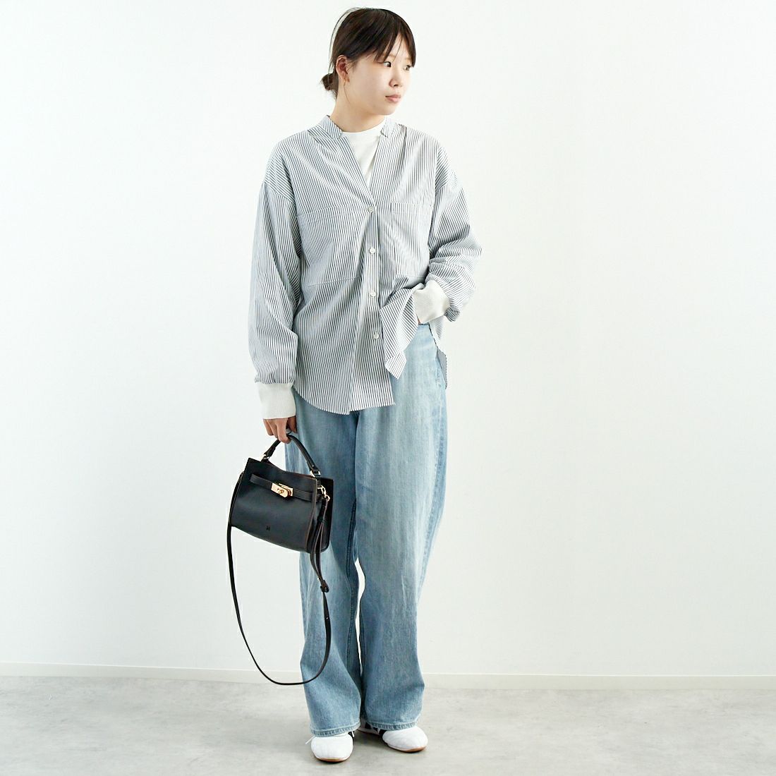 Munich [ミューニック] リブカフシャツ [MN251T27] 239 NVY.S &&モデル身長：167cm 着用サイズ：ONE SIZE&&