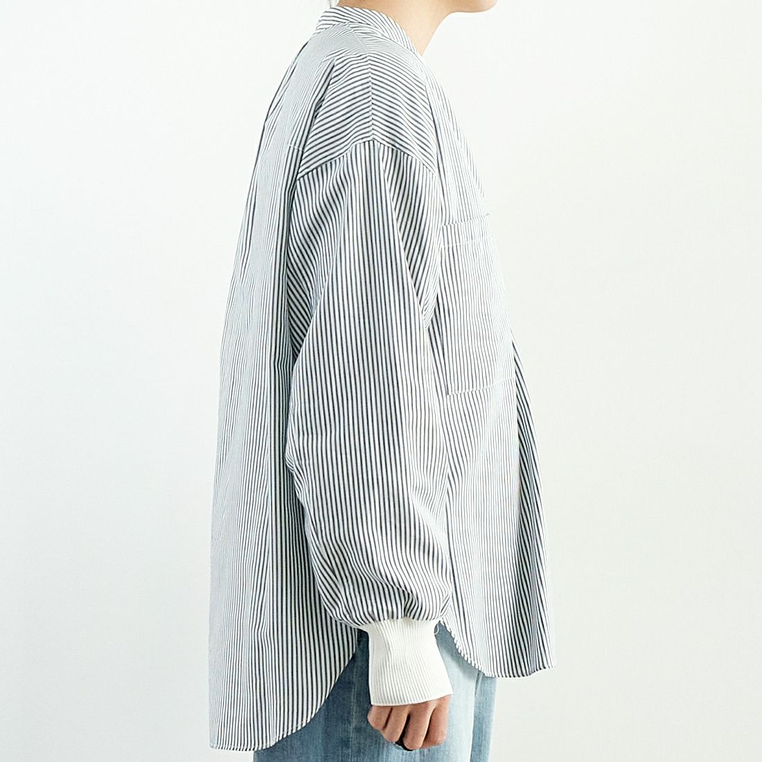 Munich [ミューニック] リブカフシャツ [MN251T27] 239 NVY.S &&モデル身長：167cm 着用サイズ：ONE SIZE&&