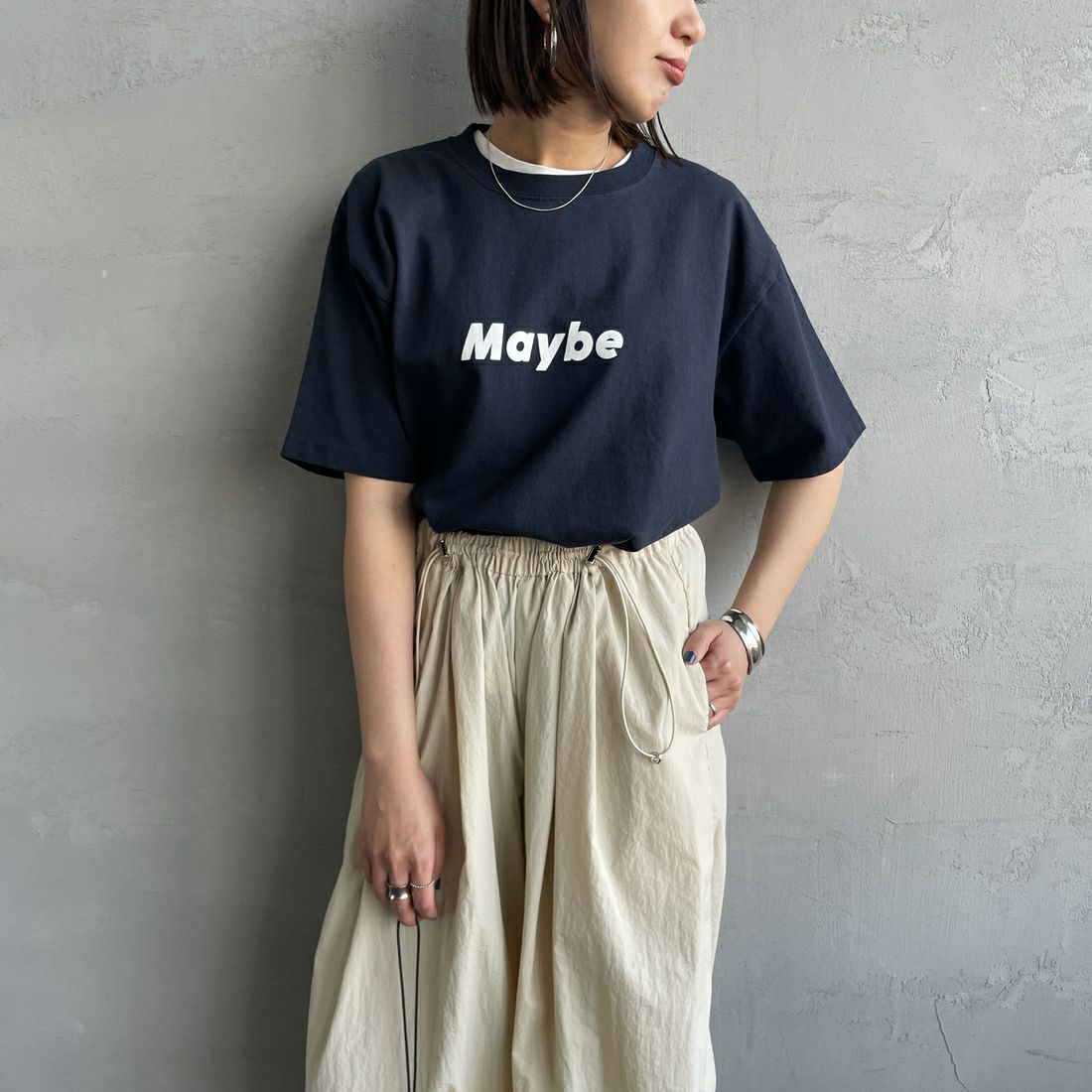 NV/WHITE&&モデル身長：159cm 着用サイズ：M&&