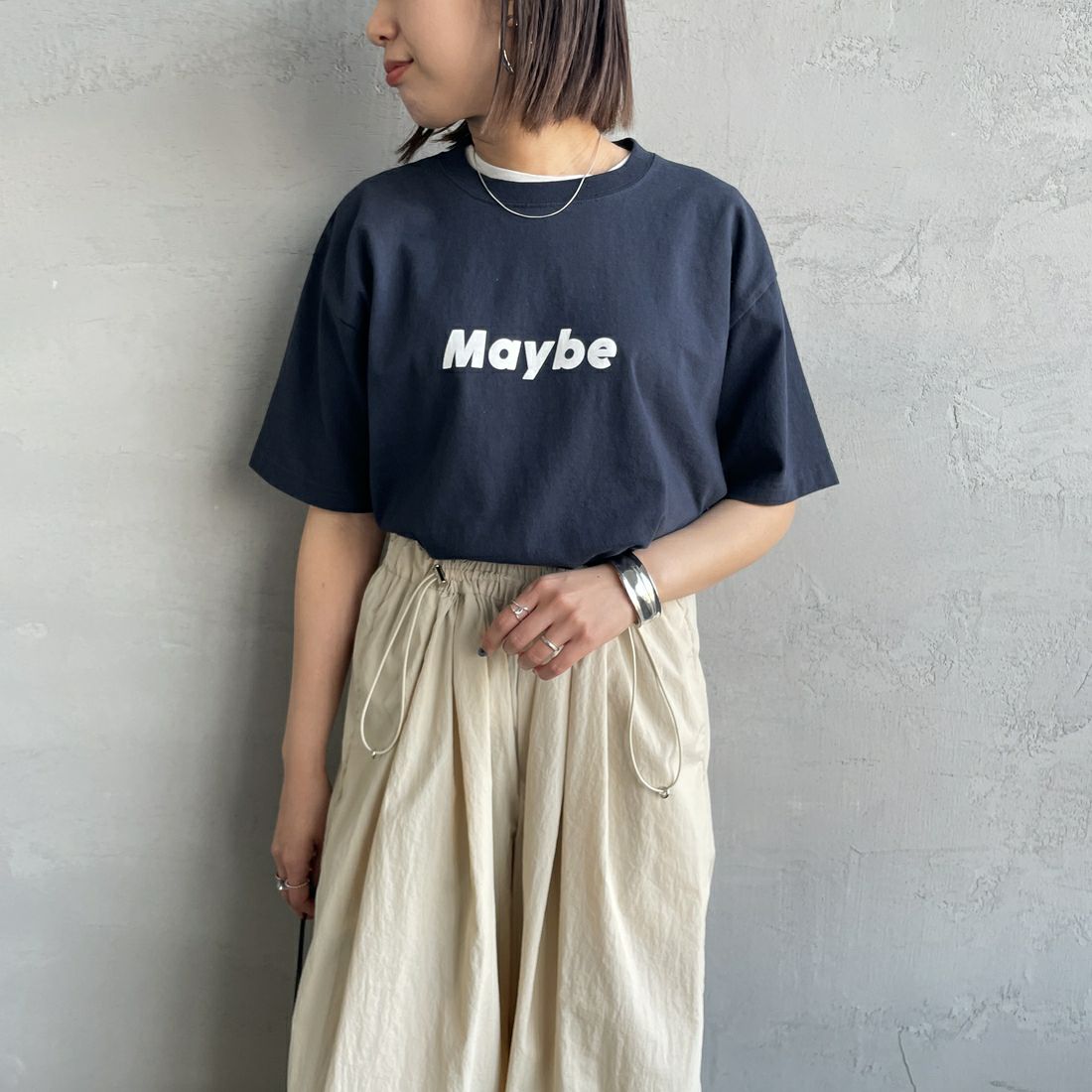 FUNG [ファング] MAYBE カットオフプリントTシャツ [MAYBE]  FUNG [ファング] MAYBE カットオフプリントTシャツ [MAYBE]  FUNG [ファング] MAYBE カットオフプリントTシャツ [MAYBE] FUNG [ファング] MAYBE カットオフプリントTシャツ [MAYBE]  &&モデル身長：159cm 着用サイズ：M&&