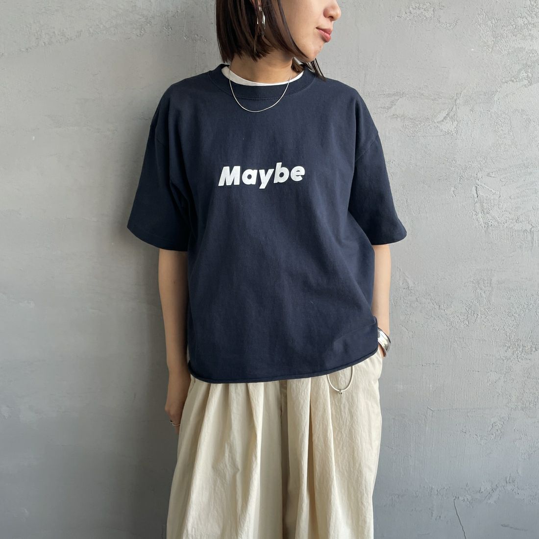 FUNG [ファング] MAYBE カットオフプリントTシャツ [MAYBE]  FUNG [ファング] MAYBE カットオフプリントTシャツ [MAYBE]  FUNG [ファング] MAYBE カットオフプリントTシャツ [MAYBE] FUNG [ファング] MAYBE カットオフプリントTシャツ [MAYBE]  &&モデル身長：159cm 着用サイズ：M&&