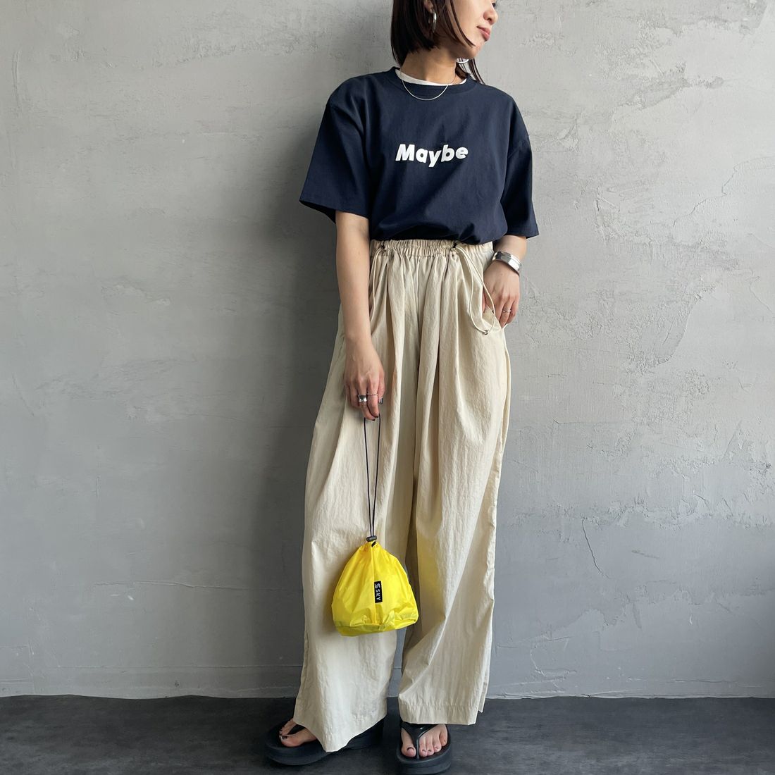 FUNG [ファング] MAYBE カットオフプリントTシャツ [MAYBE]  FUNG [ファング] MAYBE カットオフプリントTシャツ [MAYBE]  FUNG [ファング] MAYBE カットオフプリントTシャツ [MAYBE] FUNG [ファング] MAYBE カットオフプリントTシャツ [MAYBE]  &&モデル身長：159cm 着用サイズ：M&&